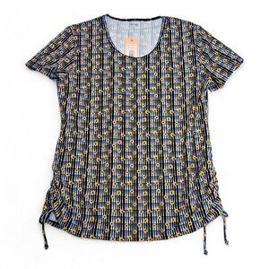 Calypsa Blue Floral Short Sleeve Swim Top XL (NWOT)